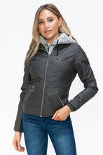 Load image into Gallery viewer, YMI Faux Layered Double-Zipper Jacket with Fuzzy Hood
