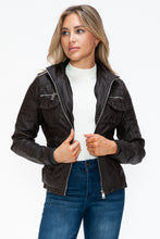 Load image into Gallery viewer, YMI Removable Faux Layered Multi-Pocket Jacket with Fuzzy Hood
