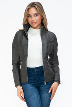 Load image into Gallery viewer, YMI Faux Layered Double-Zipper Jacket with Fuzzy Hood
