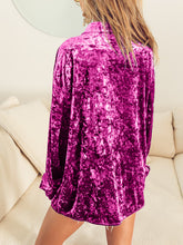 Load image into Gallery viewer, Collared Neck Long Sleeve Velvet Shirt
