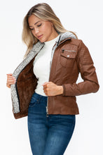 Load image into Gallery viewer, YMI Removable Faux Layered Multi-Pocket Jacket with Fuzzy Hood
