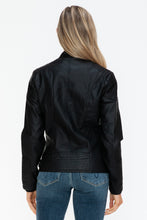Load image into Gallery viewer, Snobbish Faux Leather Biker Jacket with Side Zip Pockets
