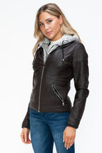 Load image into Gallery viewer, YMI Faux Layered Double-Zipper Jacket with Fuzzy Hood
