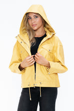 Load image into Gallery viewer, How Dare U Drawstring Hem PU Leather Zip Up Jacket
