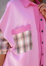 Load image into Gallery viewer, Plaid Button Up Shacket with Chest Pockets
