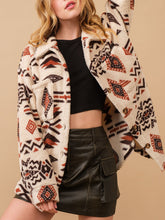 Load image into Gallery viewer, Geometric Button Up Long Sleeve Sherpa Jacket
