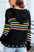 Load image into Gallery viewer, Striped Zip Up Hooded Sweater Cardigan
