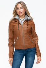 Load image into Gallery viewer, YMI Faux Layered Double-Zipper Jacket with Fuzzy Hood
