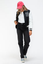 Load image into Gallery viewer, Love Me Now PU Leather Contrast Snap Down Bomber Jacket
