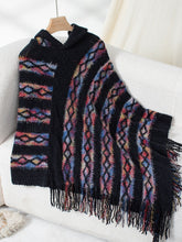 Load image into Gallery viewer, Fringe Contrast Hooded Poncho
