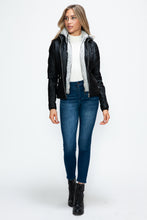 Load image into Gallery viewer, YMI Faux Layered Double-Zipper Jacket with Fuzzy Hood
