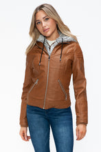 Load image into Gallery viewer, YMI Faux Layered Double-Zipper Jacket with Fuzzy Hood
