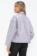 Load image into Gallery viewer, How Dare U Drawstring Hem PU Leather Zip Up Jacket
