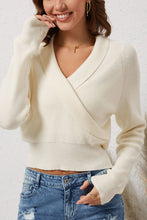 Load image into Gallery viewer, Ribbed Surplice Long Sleeve Sweater
