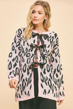 Load image into Gallery viewer, Davi &amp; Dani Leopard Ribbon Tie Front Loose Fit Cardigan
