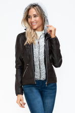 Load image into Gallery viewer, YMI Faux Layered Double-Zipper Jacket with Fuzzy Hood
