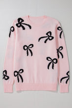 Load image into Gallery viewer, Bow Pattern Round Neck Loose Fit Sweater
