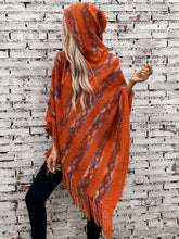 Load image into Gallery viewer, Fringe Contrast Hooded Poncho
