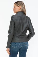 Load image into Gallery viewer, Snobbish Faux Leather Zip Up Mock Neck Jacket

