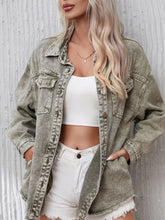 Load image into Gallery viewer, Raw Hem Button Up Denim Jacket
