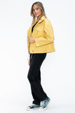 Load image into Gallery viewer, How Dare U Drawstring Hem PU Leather Zip Up Jacket
