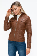 Load image into Gallery viewer, YMI Removable Faux Layered Multi-Pocket Jacket with Fuzzy Hood
