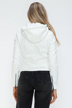Load image into Gallery viewer, Snobbish Faux Leather Zip Up Drawstring Hooded Jacket
