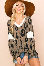 Load image into Gallery viewer, Leopard V-Neck Long Sleeve Blouse
