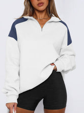 Load image into Gallery viewer, Contrast Quarter Zip Long Sleeve Sweatshirt
