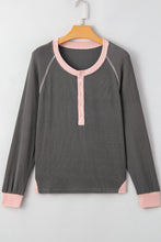 Load image into Gallery viewer, Textured Contrast Stitching Raglan Sleeve Top
