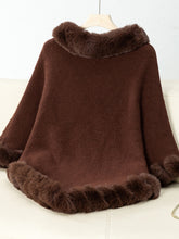 Load image into Gallery viewer, Fuzzy Trim Texture Three-Quarter Sleeve Poncho
