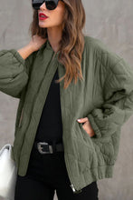 Load image into Gallery viewer, Zip Up Drop Shoulder Long Sleeve Puffer Jacket
