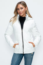 Load image into Gallery viewer, How Dare U Pocketed Zip Up Puffer Jacket with Removable Hood
