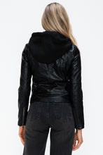 Load image into Gallery viewer, Snobbish Faux Leather Zip Up Drawstring Hooded Jacket
