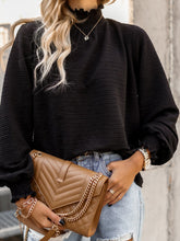 Load image into Gallery viewer, Smocked Frill Mock Neck Long Sleeve Blouse
