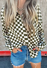 Load image into Gallery viewer, Checkered Collared Neck Long Sleeve Shirt

