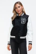 Load image into Gallery viewer, Love Me Now PU Leather Contrast Snap Down Bomber Jacket
