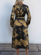 Load image into Gallery viewer, Perfee Printed Surplice Long Sleeve Midi Dress

