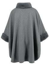 Load image into Gallery viewer, Fuzzy Trim Long Sleeve Poncho
