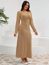 Load image into Gallery viewer, Ruched Round Neck Long Sleeve Dress
