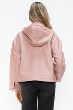 Load image into Gallery viewer, How Dare U Drawstring Hem PU Leather Zip Up Jacket
