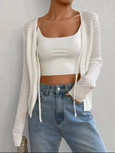 Load image into Gallery viewer, Tied Openwork V-Neck Long Sleeve Cardigan
