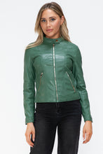 Load image into Gallery viewer, Snobbish Faux Leather Zip Up Drawstring Hooded Jacket
