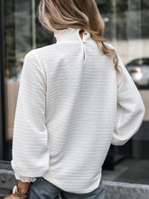 Load image into Gallery viewer, Smocked Frill Mock Neck Long Sleeve Blouse
