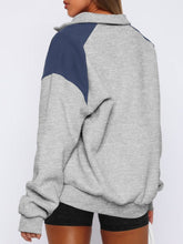 Load image into Gallery viewer, Contrast Quarter Zip Long Sleeve Sweatshirt
