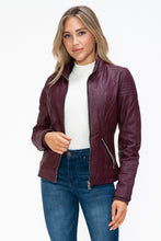Load image into Gallery viewer, YMI Faux Layered Double-Zipper Jacket with Fuzzy Hood
