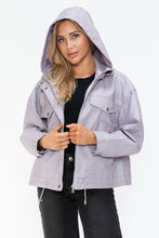 Load image into Gallery viewer, How Dare U Drawstring Hem PU Leather Zip Up Jacket
