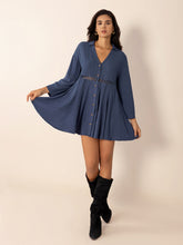 Load image into Gallery viewer, Cutout Johnny Collar Long Sleeve Mini Dress
