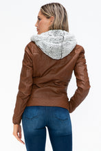 Load image into Gallery viewer, YMI Faux Layered Double-Zipper Jacket with Fuzzy Hood
