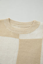 Load image into Gallery viewer, Checkered Round Neck Drop Shoulder Sweater
